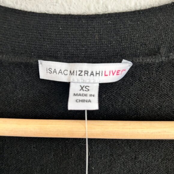 NWOT Isaac Mizrahi Live! Sweater 100% Cashmere Black Button Cardigan - Picture 7 of 8